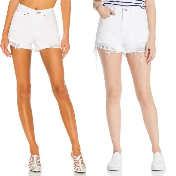 NWT rag & bone Maya White Denim Shorts Size 24 High Rise Distressed Raw Hem - Picture 11 of 15